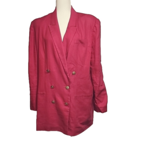 Valerie Stevens Hot Pink Linen Jacket Womans 14